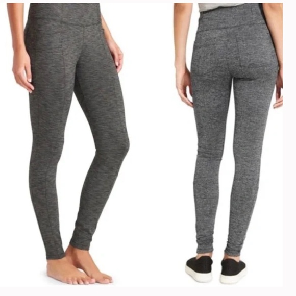 ATHLETA Metro Full Length Heather Gray Leggings Front Back Pockets Size M - Picture 1 of 10
